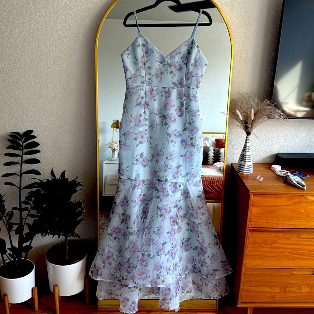 Lulus Large light blue floral gown
